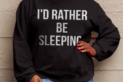Simply Love Full Size I'D RATHER BE SLEEPING Round Neck Sweatshirt - 