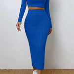 Long Sleeve Top and Wrap Skirt Set - 
