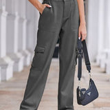 Straight Denim Cargo Pants - Charcoal