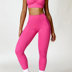Ruched Halter Neck Bra and Pocketed Leggings Active Set - 
