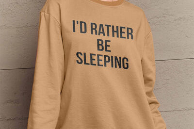 Simply Love Full Size I'D RATHER BE SLEEPING Round Neck Sweatshirt - Camel