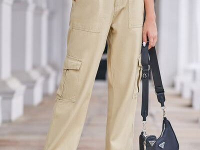 Straight Denim Cargo Pants - 
