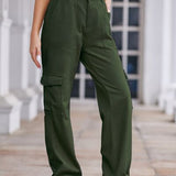 Straight Denim Cargo Pants - Green