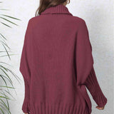 Turtle Neck Long Sleeve Ribbed Sweater - 