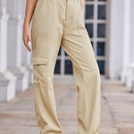 Straight Denim Cargo Pants - Sand