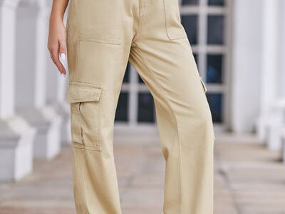 Straight Denim Cargo Pants - Sand