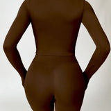 Zip Up Mock Neck Long Sleeve Active Outerwear - 