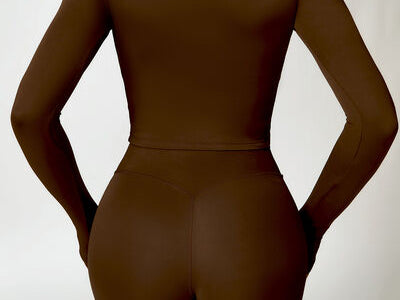 Zip Up Mock Neck Long Sleeve Active Outerwear - 