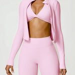 Zip Up Mock Neck Long Sleeve Active Outerwear - 