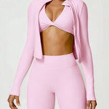 Zip Up Mock Neck Long Sleeve Active Outerwear - 