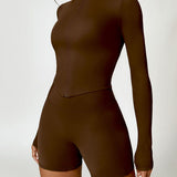 Zip Up Mock Neck Long Sleeve Active Outerwear - 