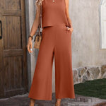 Round Neck Tank and Pocketed Pants Set - 