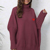 Turtle Neck Long Sleeve Ribbed Sweater - 