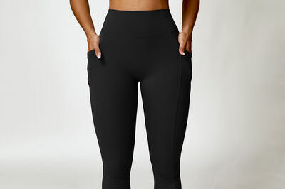 Ruched Halter Neck Bra and Pocketed Leggings Active Set - Black