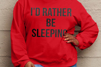 Simply Love Full Size I'D RATHER BE SLEEPING Round Neck Sweatshirt - 