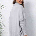 Turtle Neck Long Sleeve Ribbed Sweater - 