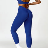 Ruched Halter Neck Bra and Pocketed Leggings Active Set - 