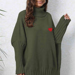 Turtle Neck Long Sleeve Ribbed Sweater - 