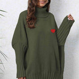 Turtle Neck Long Sleeve Ribbed Sweater - 