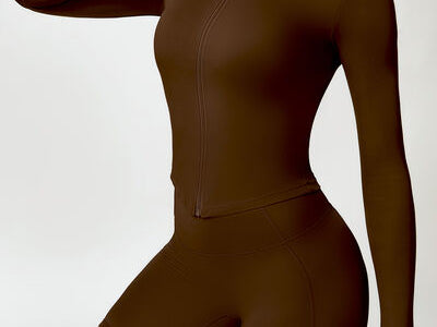 Zip Up Mock Neck Long Sleeve Active Outerwear - 
