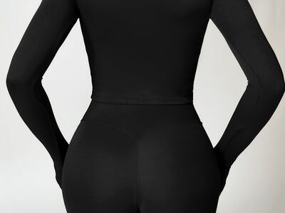 Zip Up Mock Neck Long Sleeve Active Outerwear - 