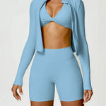 Zip Up Mock Neck Long Sleeve Active Outerwear - 