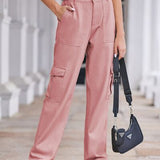 Straight Denim Cargo Pants - Light Mauve