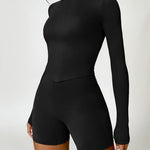 Zip Up Mock Neck Long Sleeve Active Outerwear - 