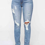 Distressed Slit Jeans - Light