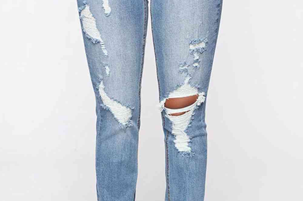 Distressed Slit Jeans - Light