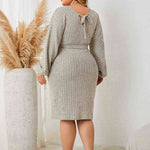 Plus+ Size Tie Waist Wrap Dress - 