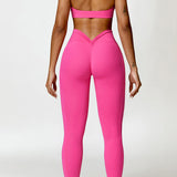 Ruched Halter Neck Bra and Pocketed Leggings Active Set - 