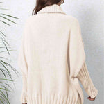 Turtle Neck Long Sleeve Ribbed Sweater - 