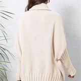 Turtle Neck Long Sleeve Ribbed Sweater - 
