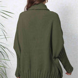 Turtle Neck Long Sleeve Ribbed Sweater - 