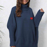 Turtle Neck Long Sleeve Ribbed Sweater - 