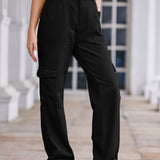 Straight Denim Cargo Pants - Black