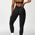 Ruched Halter Neck Bra and Pocketed Leggings Active Set - 