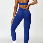 Ruched Halter Neck Bra and Pocketed Leggings Active Set - 
