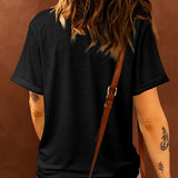 Heart Round Neck Short Sleeve T-Shirt - 