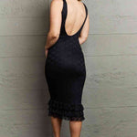HIDDEN No Doubts Sleeveless Bodycon Ruffle Midi Dress - 