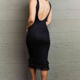 HIDDEN No Doubts Sleeveless Bodycon Ruffle Midi Dress - 