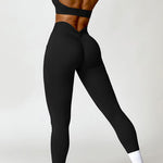 Ruched Halter Neck Bra and Pocketed Leggings Active Set - 