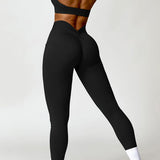 Ruched Halter Neck Bra and Pocketed Leggings Active Set - 