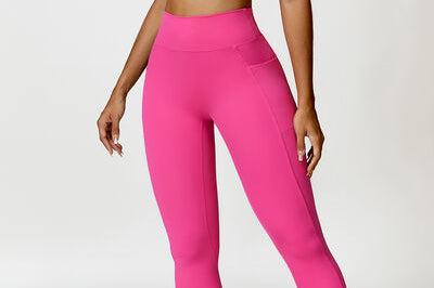 Ruched Halter Neck Bra and Pocketed Leggings Active Set - Hot Pink