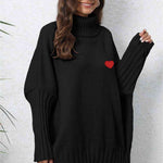 Turtle Neck Long Sleeve Ribbed Sweater - 