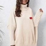 Turtle Neck Long Sleeve Ribbed Sweater - 