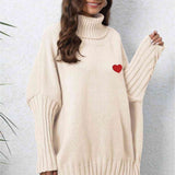 Turtle Neck Long Sleeve Ribbed Sweater - 