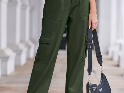 Straight Denim Cargo Pants - 