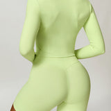 Zip Up Mock Neck Long Sleeve Active Outerwear - 